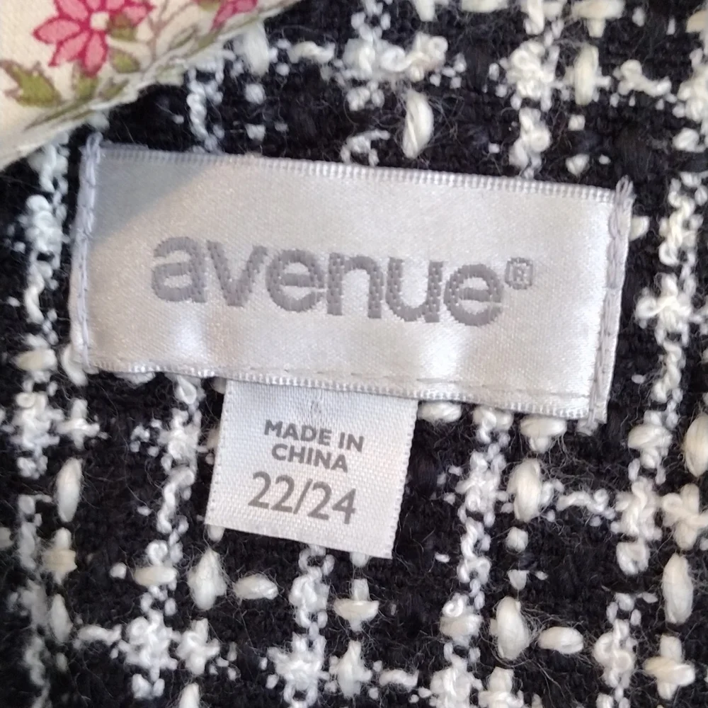 Women's Avenue 22/24 blouse jacket classic blk wht texture tweed - Picture 3 of 7